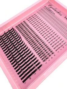 16 Rows Natural Lower Lashes (6-7mm) + Spiky Lashes (15-21mm) Individual Eyelash Extensions Pre-Made Lash Clusters Lightweight Lash Extensions Makeup Accessories - Black - View 7