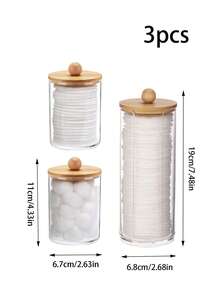 Zestaw 3 akrylowych pudełek do przechowywania wacików, odpowiednich do wacików, kulek, płatków kosmetycznych i nici dentystycznych – kompaktowy zestaw przezroczystych plastikowych butelek na leki, dekoracja łazienki, pudełko na kosmetyki do toaletki. Łazienka - Wielokolorowe - Zobacz 10