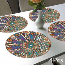 2/4/6 szt. Silikonowe podkładki w stylu vintage w stylu boho, prezent świąteczny, dekoracja świąteczna, odpowiednie na stół jadalny, do kawiarni, dekoracja całoroczna, zmywalne podkładki, wystrój pokoju, podkładki, podstawki, maty odpływowe, maty na stół kuchenny, dekoracja na imprezy wewnątrz i na zewnątrz, wystrój domu, idealny prezent - Wielokolorowe - Zobacz 5