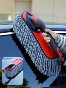 1pc Ultra Soft Microfiber Tire Brush, Long Handle Wheel Cleaner, Scratch-Free Bristles, Suitable For Full Car Wash, Comfortable Grip - Cleaning Brush - View 4