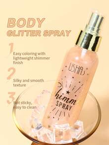 USHAS 液体定妆高光喷雾，细腻珠光提亮，面部及身体均可使用，24小时持久闪耀，速干不粘腻，适合派对、婚礼、音乐节妆容