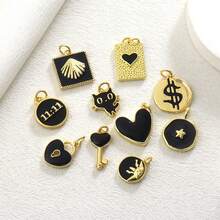 1件铜质时尚个性化嘻哈风格高端心形钥匙扣多功能DIY吊坠手链项链耳环首饰配饰手工饰品 - 彩色 - 查看 11