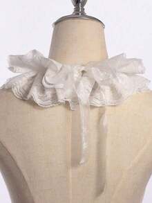 1 chiếc cổ áo ren xếp ly cổ điển có thể tháo rời, kiểu dáng thời Victoria và Edwardian màu trắng, phù hợp cho cả nam và nữ. - trắng - Xem 3