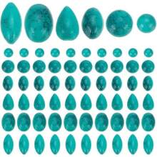 300pcs Mini Stone Ccons 6 Ss Ntetic Turquoise Ccon Blue Texture Gemstone Alf Round Turquoise Flatback Dome Cameos  DIY Ear Acelet Necklace Ewelry Ma 3-8x2-4mm - As Pic - View 1