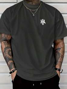 Camisa Masculina Estampa Minimalista de 2H T-shirt de manga curta Algodao com decote redondo para homem Escrita 2H - Graphite - Visão 1