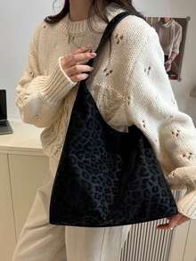 1件装女士时尚新月形编织PU皮革单肩包，带零钱包 - 黑色 - 查看 3
