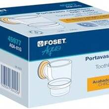 Foset Aqua AQA-81G, Portavaso cepillero cromo-oro con vaso de vidrio sistema de montaje para semiempotrar - cromo/oro - Ver 2
