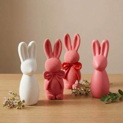 3D Minimalist Rabbit Silicone Candle Mold; Easter DIY Butterfly Texture Rabbit Plaster Decor Mold