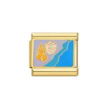 Fashionable & Elegant Italian Charm Bracelet, Gold Stainless Steel DIY Jewelry 1 Piece Accessory, Colorful Patterned Metal Base, Heart-Sunset Butterfly Flower Design, Versatile Ideal Gift, Meticulously Handcrafted - New - View 17