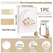 Tranh treo tường bằng vải canvas màu hồng chủ đề động vật rừng - Gấu bông, Voi, Hươu cao cổ, thích hợp trang trí phòng trẻ em, nhà trẻ, mẫu giáo, phòng bé trai, phòng ngủ bé gái, trang trí phòng trẻ em, trang trí ngày Valentine. - Nhiều màu - Xem 19