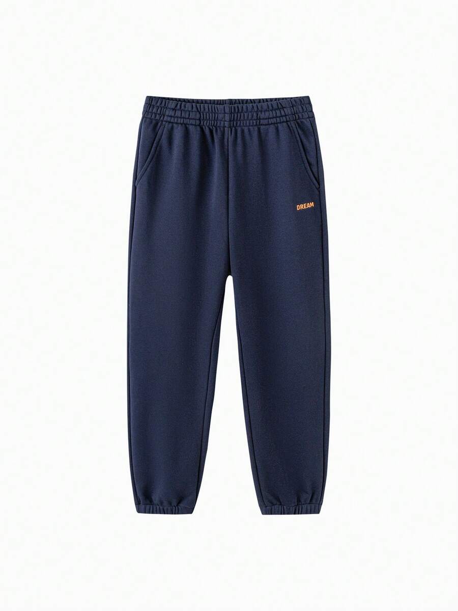 Balabala 男女通用针织裤，腰部可调节，面料柔软舒适，日常休闲下装 - 深藍 - 查看 1