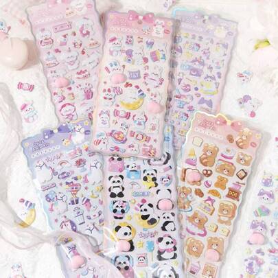 Lindo sello grabado en relieve, juguete de algodón suave y esponjoso para apretar, pegatinas para niñas, diario, scrapbooking, decoración DIY, alivio del estrés, regalo de cumpleaños