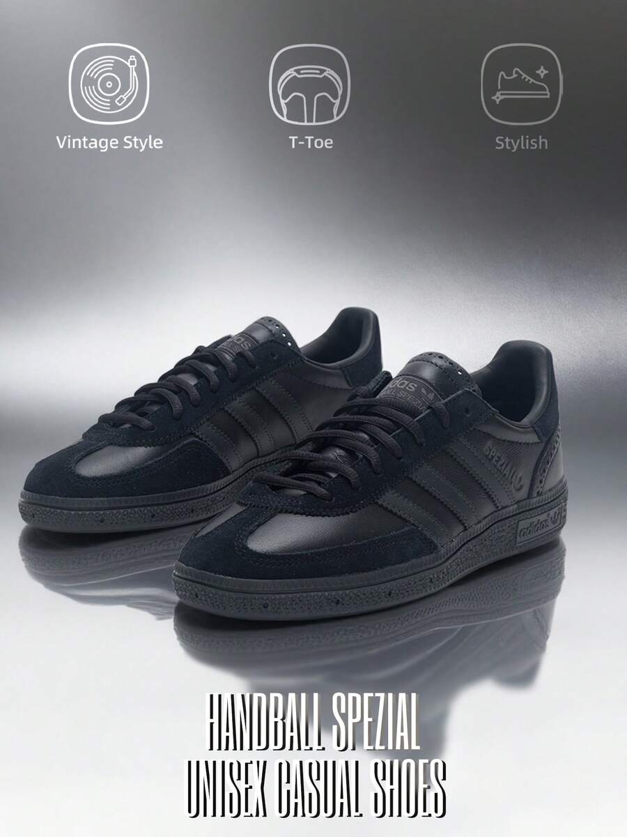 Adidas Originals HANDBALL SPEZIAL Classic Black Retro Fashion Sneakers JQ8294, Unisex - Black/Carbon Black - View 1