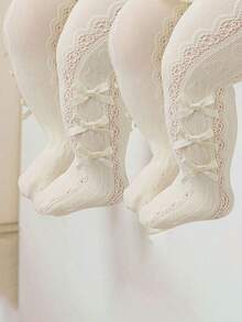 1双女婴公主心形镂空网眼透气舒适连裤袜，适合日常生活或聚会穿着 - 彩色 - 查看 26