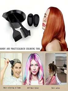 Kit de 9 piezas para coloración de cabello, juego de herramientas de salón para teñir el cabello que incluye guantes, tazón para tinte, pinzas para el cabello, protector de orejas, paño para tinte, para peluquería y teñido de cabello en casa - Negro - Ver 3