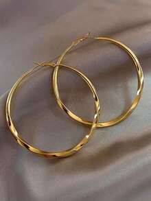 Fashionable Minimalist Gold Sweet  Oversize Hoops Luxurious Elegant Chic Earrings - vàng - Xem 3