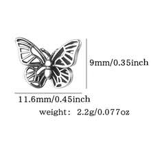 1 Pair 925 Sterling Silver Vintage Hollow Butterfly Design Stud Earrings For Women, Suitable For Casual Daily Wear, Great Gift - Antique Silver - View 4
