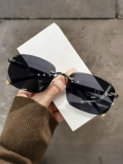 1pc/2pcs Retro Rimless Men Driving Fishing Fashion Glasses