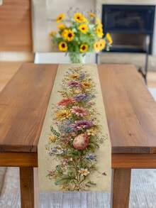 1pc Elegant Floral Easter Egg Table Runner - Spring Tablecloth, Suitable For Easter, Wedding, Birthday, Mother's Day - Decor - For Home, Restaurant, Buffet Table Decoration - Purple - View 2