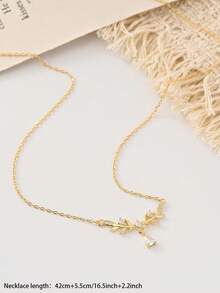 CROSSDEER 1pc Fashionable High-End Handmade S925 Sterling Silver Inlaid Sparkling Gemstone Leaf Pendant Necklace, Quality Jewelry Suitable For Women's Daily, Party, And Anniversary Outfits - Leaf - View 4