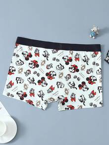 Disney 1件装迪士尼卡通印花男士内裤 - 柔软舒适，字母弹力腰带，休闲男士内裤 - 彩色 - 查看 5