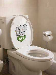 1个大象马桶贴纸 - 可爱的大象马桶盖贴纸和墙贴，为您的浴室增添乐趣和活力，带来迷人的氛围！ - 黑色 - 查看 9