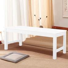 3ft Pine Wood Dining Bench Multi-Purpose Long Bench Hallway Shoe Bench Waiting Room Seating - White - View 12