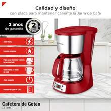 Bogner Cafetera Digital De Goteo Capacidad De 12 Tazas BDCM12R - Rojo - Ver 3