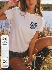 女士每日糖碗冠军图案圆领短袖休闲夏季女式上衣，红衣男子踩在斗牛犬身上图案女士白色T恤 - 白色 - 查看 4