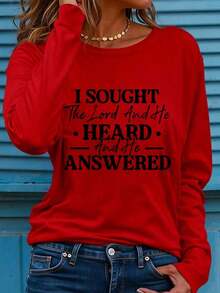 2026 LC  I Sought Lord-Shirt - Religious Top With Bold I Sought Lord Print, Soft And Breathable Fabric, Comfortable Long-Sleeve Casual Top (Available In Various Sizes) - Inspirational Verse GiftCasual Daily Wear - Đỏ - Xem 5