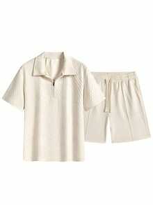 Men's Casual Fashion POLO Shirt Set, Short Sleeve Collared Shirt And Shorts Set, Summer - Multicolor - View 2