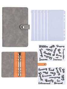 A6 仿皮按扣活页夹，带现金信封袋和替换收纳袋，非常适合日常生活或旅行预算和储蓄，适合计划者和省钱达人，包含笔记本内页、学习用品、储蓄计划、双周储蓄计划、10,000 美元储蓄计划、储蓄策略等等。 - 款式1 - 查看 9