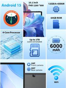 Relndoo 2025 最新款安卓 15 平板电脑，10.1 英寸，带保护套，RK3562 四核 2.0 GHz 处理器，(4GB+64GB) 内存 + 存储空间，安卓 15 操作系统，6000mAh 电池，2MP+8MP 双摄像头，1280*800 高清触摸屏，无线连接，802.11n Wi-Fi 6 2.4G/5.0G，GMS 认证平板电脑，包含平板电脑屏幕保护膜（不含适配器） - 粉色 - 粉色 - 查看 2