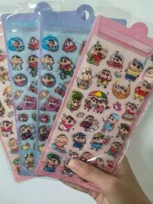 1 pieza Pegatina de agua 3D con relieve de Crayon Shin-Chan, estilo kawaii y dibujos animados. Decoración linda para estuche de teléfono móvil. Arte y artesanía. Es posible que algunos estilos tengan diferencia de color y se enviarán al azar. - Multicolor - Ver 5