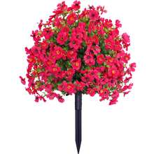 Pianta sferica resistente ai raggi UV per esterni, pianta artificiale in vaso con fiori viola e foglie di eucalipto, adatta per decorazioni da giardino, portico, vasi da fiori in stile fattoria e altre decorazioni per la casa. - Fucsia - Visualizzare 8