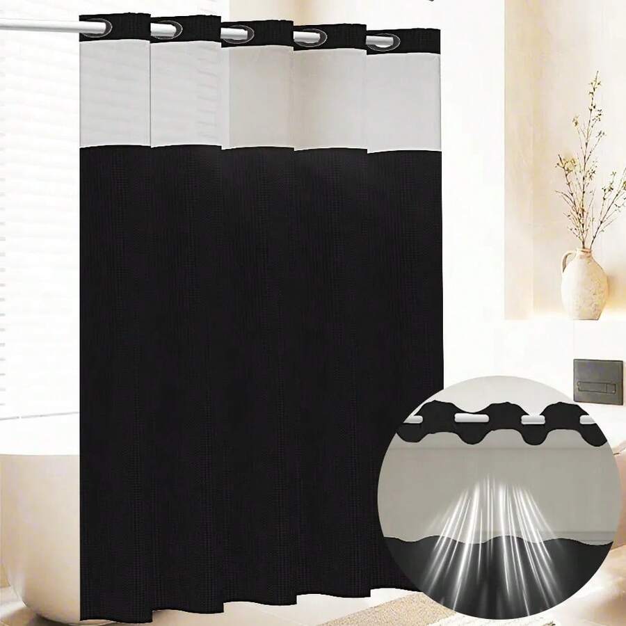 TendenciaCortina De Baño Impermeable Lavable Para Tela 200*200cm Cortina De Baño BeigeCalidad premium - Cortina de baño Negro - Ver 1