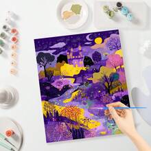 1pc Painting By Number Scenery DIY Picture By Numbers House Flowers Wall Art Acrylic On Canvas Home Decoration 40x50cm/16x20inch Without Frame - Multicolor - View 12