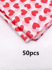 10/50 Sheets Semi-Transparent Thin Paper, 3 Red Heart Patterns, 20"X14" (50.8x35.56cm) Gift Wrapping Paper, Suitable For Spring/Summer, Weddings, Valentine's Day Gifts, Birthday Gifts, Flower Bouquet Wrapping, Party Favors