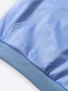 女士蝴蝶樱桃印花保暖内衬卫衣，温暖休闲 - 藍色 - 查看 6