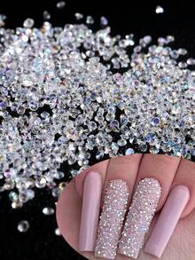 1瓶AB彩钻美甲饰品闪亮迷你水钻3D美甲宝石吊坠设计Y2K魅力时尚美甲装饰美甲沙龙配件DIY美甲用品 - 彩色 - 查看 6