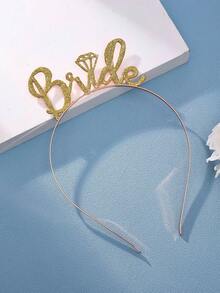 1件极简合金字母新娘婚礼派对发饰，新娘皇冠