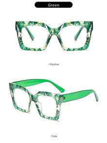 1 Stück Retro bunte Blumenmuster Brille mit großem Rahmen und klaren Gläsern, modisch und stylisch für Paare, Outdoor-Straßenfotografie, Laufsteg, Graffiti - Verschiedenfarbig - Übersicht 9