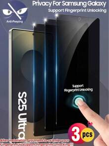 XINHONGYU 3pcs Tempered Glass Screen Protector For Samsung Galaxy S21/S22/S23/S24 Ultra, Galaxy S24 FE, S25 Ultra And S25, With Anti-Spy, Anti-Scratch And Waterproof Functions - 3pcs - View 2