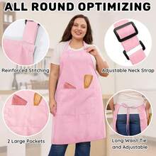 2 Pcs Plus Size Chef Apron, Unisex Professional Apron With 2 Pockets For CooFKing, Work, BaFKing (Larger Size) - Pink - View 6