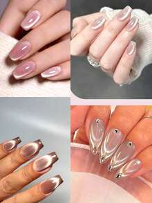 1pc Dual-Ended Magnetic Cat Eye Nail Art Pen, Aluminum Barrel, DIY Nail Art Tool, Holiday Nail Accessory, Gel Polish Magnetic Pen, New Year Gift, Party Nail, Holiday Surprise, Nail Salon Supply, Fashionable Nail Design - Multicolor - View 6