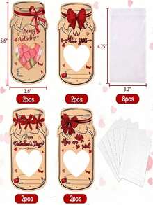 48个/32个/16个情人节糖果卡片纸袋，内含“情人节快乐”、“做我的情人”、“想你”、“你真甜”等字样，适用于情人节装饰、派对装饰、表白装饰、婚礼装饰、情人节礼物等。