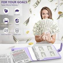 KKC 100 Envelopes Money Saving Challenge Binder, A5 Budget Binder With Cash Envelopes, Savings Challenges Book To Save $5,050, 10,000, 500, Budget Planner For Budgeting Planner Saving Money. - Màu tím - Xem 5