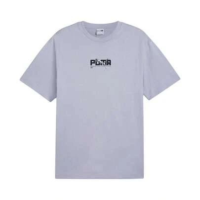 Puma 时尚超大Logo印花轻薄圆领短袖男女通用运动T恤