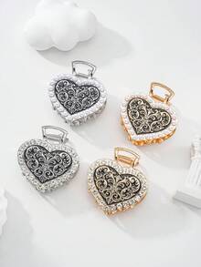 Women's Hair Accessories Made Of Zinc Alloy, Heart Shaped With Faux Pearl And Rhinestone Decor, Suitable For Work, Party, Ceremony, Birthday Gift For Girlfriend Elegant Claw Clip Vacation Hair Clips Beach Hair Claw - Multicolor - View 1
