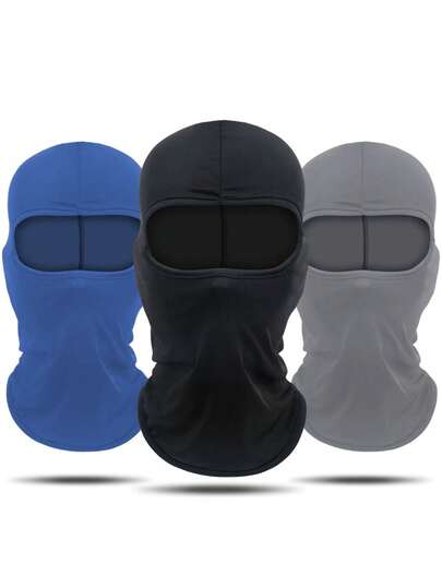 1pc/2pcs Unisex Solid Color Balaclava Face Mask Neck Warmer, Breathable Ski Mask For Outdoor Sports, Hiking, Fishing, Commuting